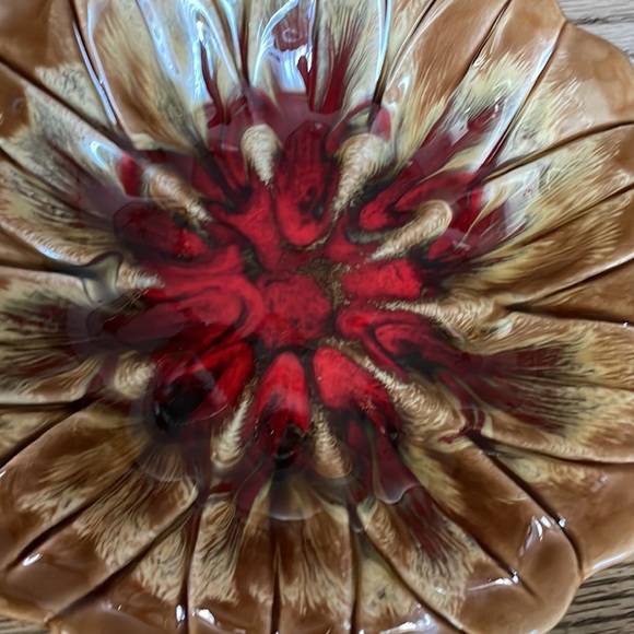 VINTAGE Japan drip glaze 1970s bowl scalloped floral - Picture 2 of 6